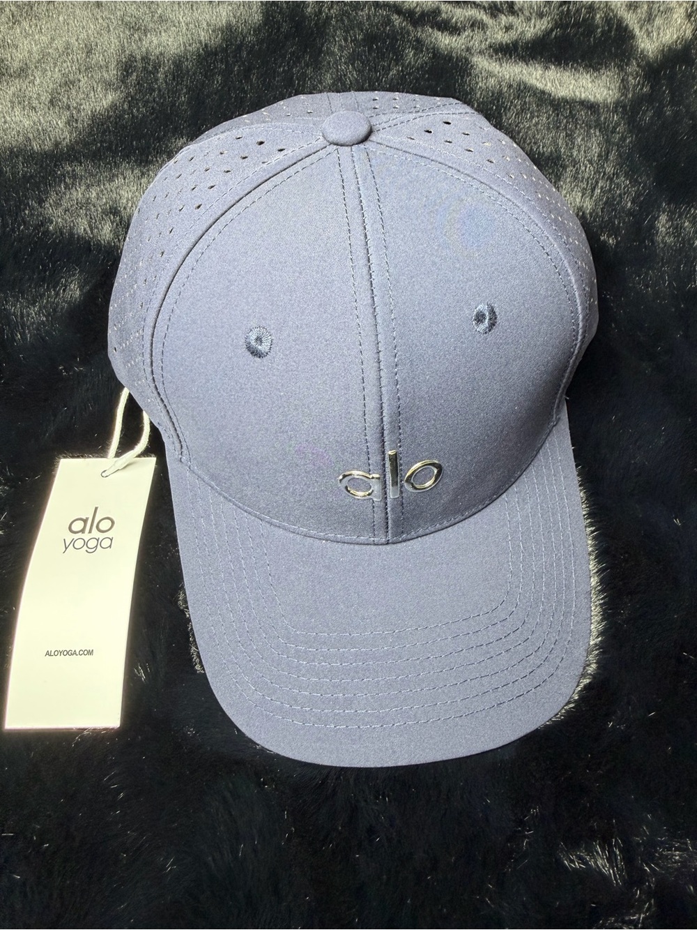 ALO Yoga Perforated Logo Baseball Cap in Slate Blue - Picture 2 of 3